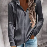 Damen Kapuzenpullover mit strukturierter Rippoptik und praktischen Knöpfen WW