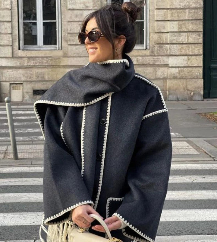 W&W Mode | Schal-Jacke mit entspannter Passform und weichem, strukturiertem Stoff für Frauen