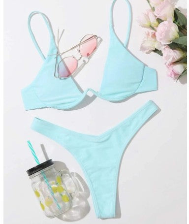 WW – Bügel-Bikini-Set: Push-up-BH und Tanga-Bademode für Damen