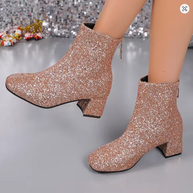 WW | Modische Stiefelette mit Blockabsatz und Seitlichem Reißverschluss