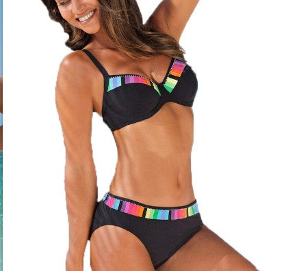 WW | Boho Blumen Printed Moderate Unterdraht Brazilian Zwei Teile Bikini Badeanzug