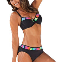WW | Boho Blumen Printed Moderate Unterdraht Brazilian Zwei Teile Bikini Badeanzug