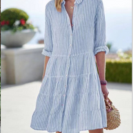 Damen karierte Midi-Bluse mit Knopfleiste und ausgestelltem Rock WW