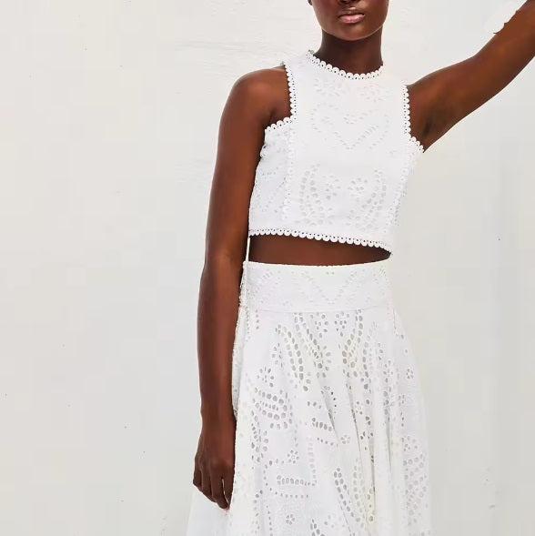WW | Ösen Spitze Crop Top Röcken Satz