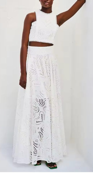 WW | Ösen Spitze Crop Top Röcken Satz