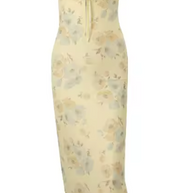 Damen Maxikleid mit zartem Blumenmuster und femininem Rüschendesign WW
