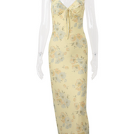 Damen Maxikleid mit zartem Blumenmuster und femininem Rüschendesign WW