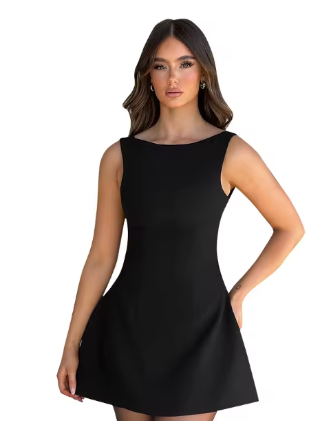 Damen Skaterkleid mit elegantem Schnitt und hohem Taillenbund W&W Mode
