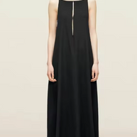 WW | Rückenfreies Urlaub Satinkleid Lang