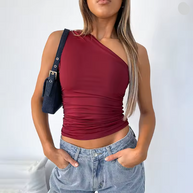 Damen Asymmetrisches Crop-Top mit figurschmeichelndem Design WW
