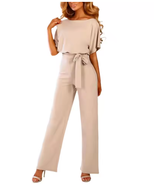 WW - Jumpsuit mit Gürtel und kurzen Ärmeln