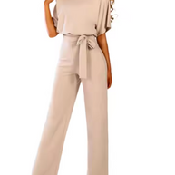 WW - Jumpsuit mit Gürtel und kurzen Ärmeln