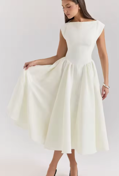 Damen A-linien Kleid mit elegantem Bustier-Oberteil und schwingendem Rock WW
