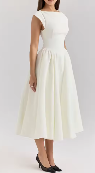 Damen A-linien Kleid mit elegantem Bustier-Oberteil und schwingendem Rock WW