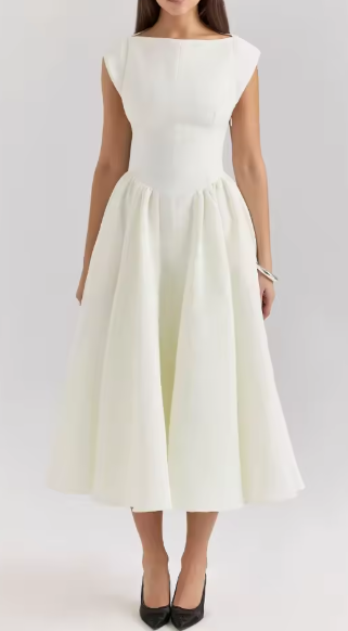 Damen A-linien Kleid mit elegantem Bustier-Oberteil und schwingendem Rock WW