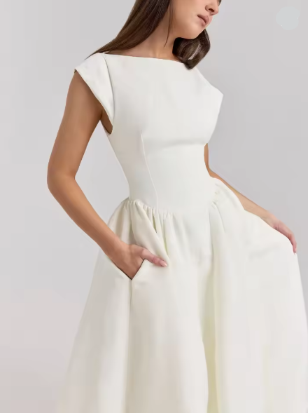 Damen A-linien Kleid mit elegantem Bustier-Oberteil und schwingendem Rock WW