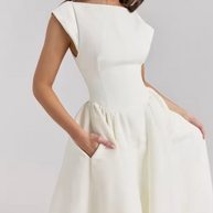 Damen A-linien Kleid mit elegantem Bustier-Oberteil und schwingendem Rock WW