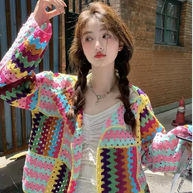 Gestreifte offene Strickjacke