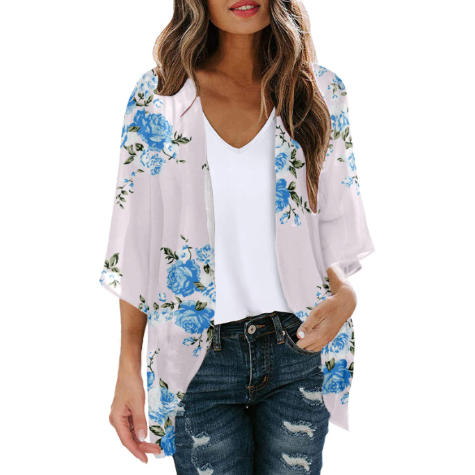 WW | Bluse Fake Zweiteiler Blumenmuster