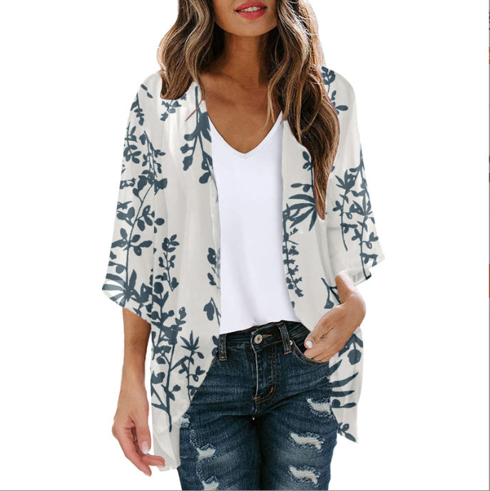 WW | Bluse Fake Zweiteiler Blumenmuster