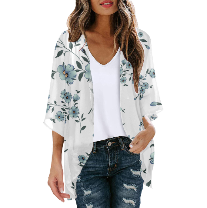 WW | Bluse Fake Zweiteiler Blumenmuster