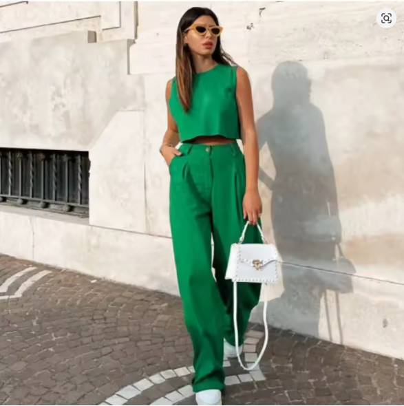 WW | Zweiteiliges Ärmelloses Business Lässig Ensemble