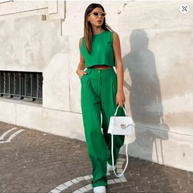 WW | Zweiteiliges Ärmelloses Business Lässig Ensemble