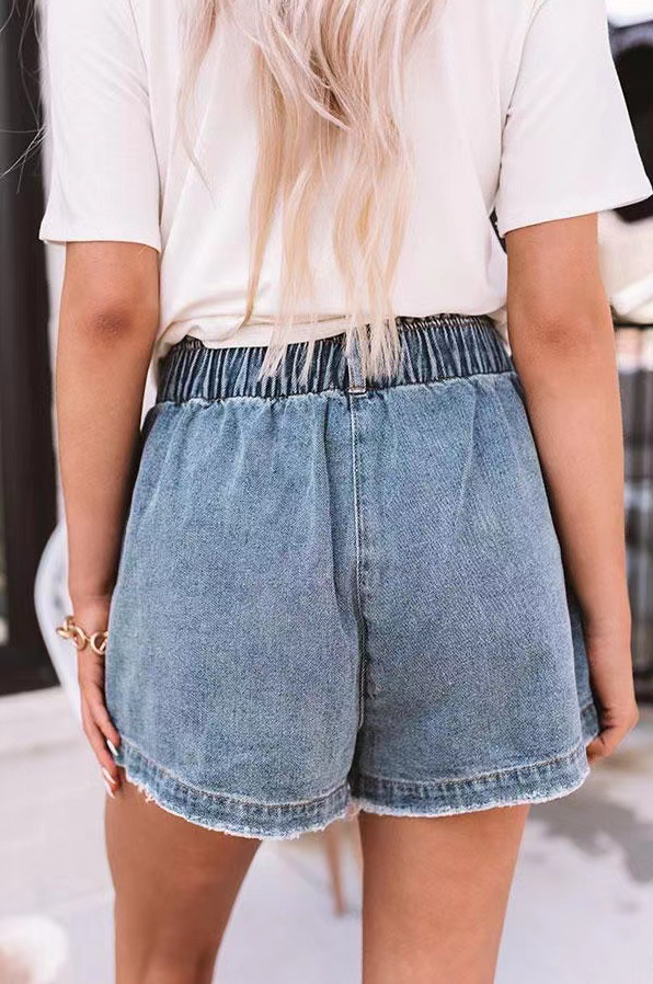 Damen Denim-Shorts mit elastischem Taillenbund und lässigem Schnitt WW