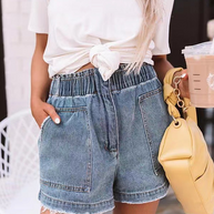 Damen Denim-Shorts mit elastischem Taillenbund und lässigem Schnitt WW