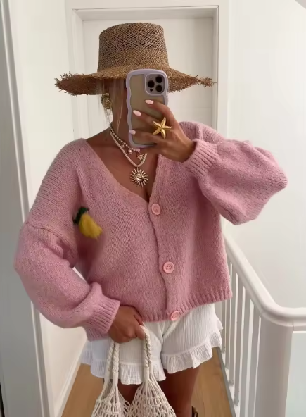 WW | Strickpullover mit Zitronenprint für Damen