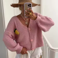 WW | Strickpullover mit Zitronenprint für Damen
