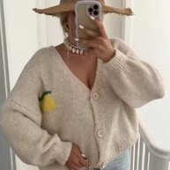 WW | Strickpullover mit Zitronenprint für Damen