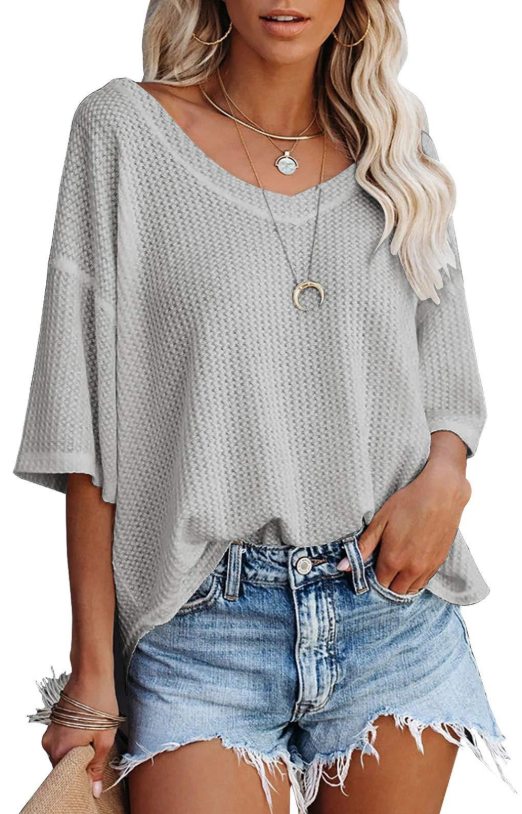 Damen lässiges Sweatshirt mit überschnittenen Ärmeln und lockerer Passform WW