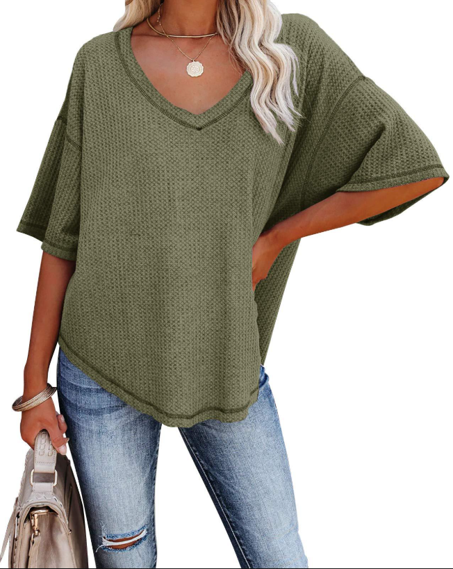 Damen lässiges Sweatshirt mit überschnittenen Ärmeln und lockerer Passform WW