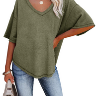 Damen lässiges Sweatshirt mit überschnittenen Ärmeln und lockerer Passform WW