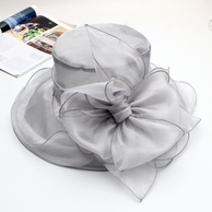 Damen Eleganter Tüllhut mit großem gefaltetem Blumenmotiv WW