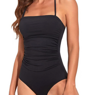 WW | Trägerlose Einteiler Bikini Für Frauen Bauchkontrolle Bandeau Badeanzüge Rüsche Schlankend Badebekleidung