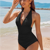 Kaye® | Wunderschöner Tankini mit zufälligem Muster und tiefem V-Ausschnitt