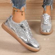 Damen modische Sneaker mit schimmerndem Obermaterial und rutschfester Sohle WW