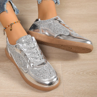 Damen modische Sneaker mit schimmerndem Obermaterial und rutschfester Sohle WW