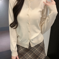 Damen Strickjacke mit knöpfbarem Design und elegantem Rundhalsausschnitt W&W