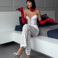 WW | Spitzenhose Elegante Weiße & Schwarze Spitzenhose