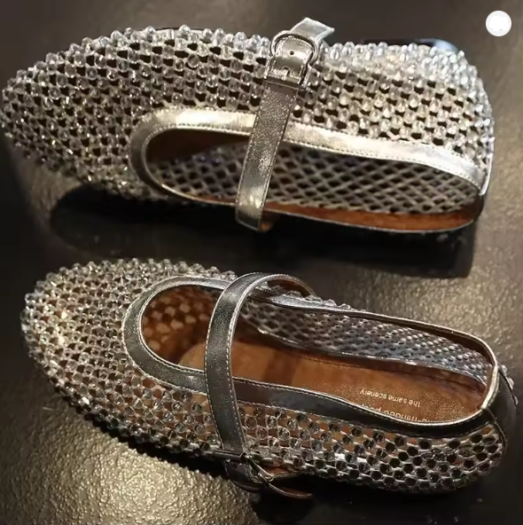 Damen Strass-beschmückte Mary Jane Flats WW