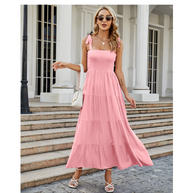 Damen Bodenlanges Rüschen-Maxikleid mit schulterfreiem Schnitt und fließendem Material WW