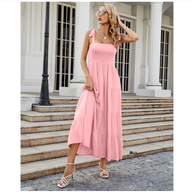 Damen Bodenlanges Rüschen-Maxikleid mit schulterfreiem Schnitt und fließendem Material WW