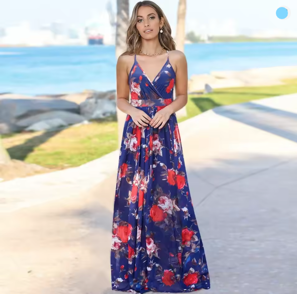 WW | Damen modisches Halfterdruck-Taillenslimming-Kleid