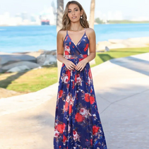 WW | Damen modisches Halfterdruck-Taillenslimming-Kleid