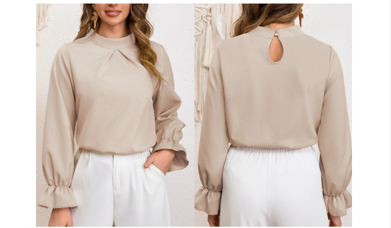 Damen Blusenshirt mit modischen Rüschendetails und verstellbarem Kordelzug W&W Mode