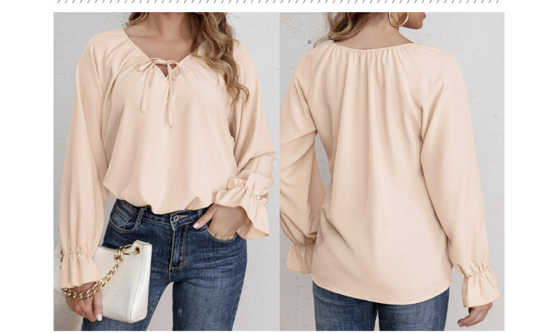 Damen Blusenshirt mit modischen Rüschendetails und verstellbarem Kordelzug W&W Mode