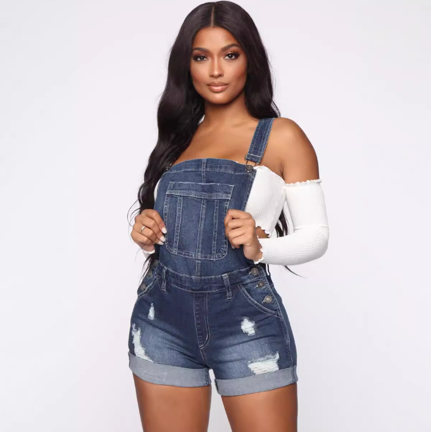 WW | Overall Zerrissene Denim Shorts